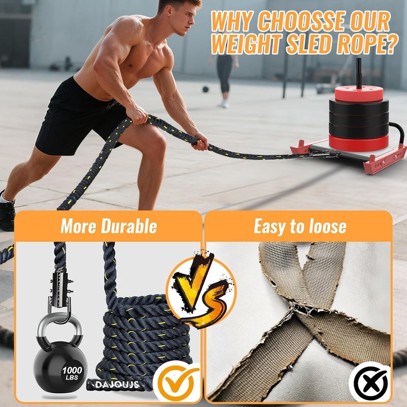 DAJOUJS Weight Workout Sled Pulling Rope - 1.5 Inch x 15FT Heavy Duty Workout Sled Pull Rope for Tire Pulling, Football Training - Fitness Resistance Exercise Equipment for Men & Women - Image 4